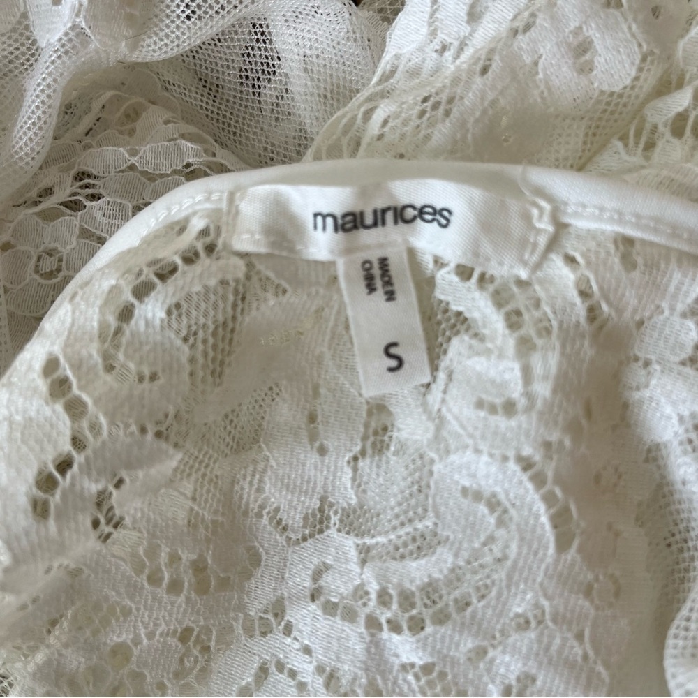 Maurice’s Ivory Lace Flare Sleeve Two Button 46” Length Duster Cardigan Cover-Up - Picture 7 of 7